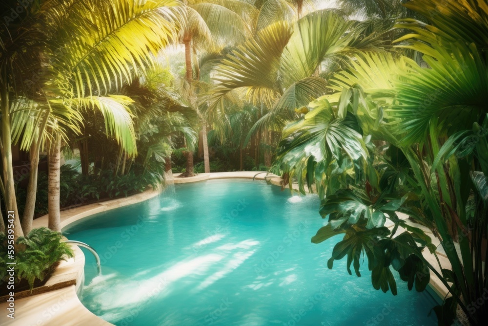 pool in tropical resort, ai generative