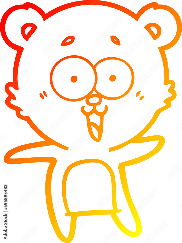 warm gradient line drawing of a laughing teddy bear cartoon warm gradient line drawing of a laughing teddy bear cartoon