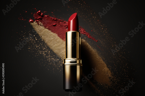 Red luxury lipstick. Illustration AI Generative.