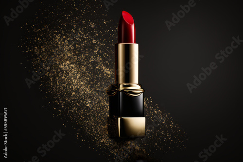 Red luxury lipstick. Illustration AI Generative.