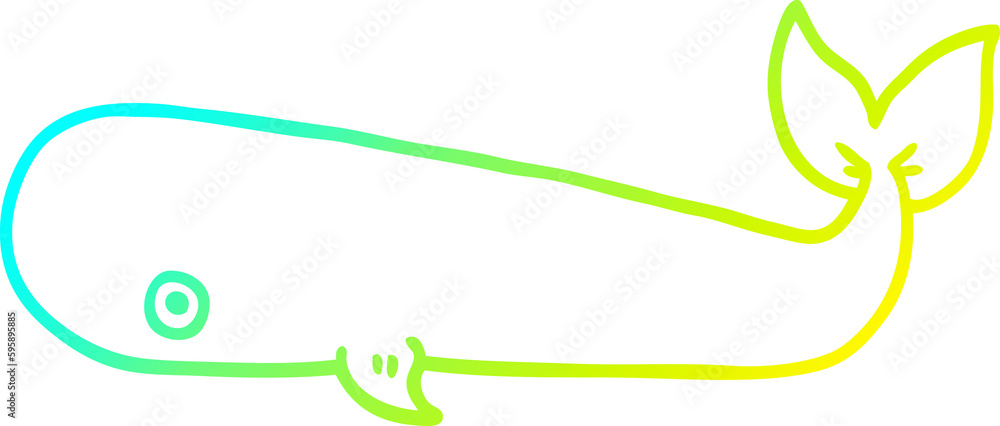 Fototapeta premium cold gradient line drawing of a cartoon whale