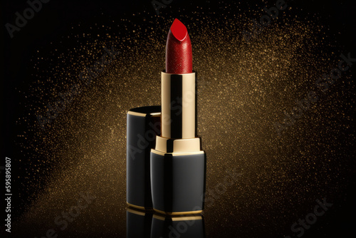 Red luxury lipstick. Illustration AI Generative.