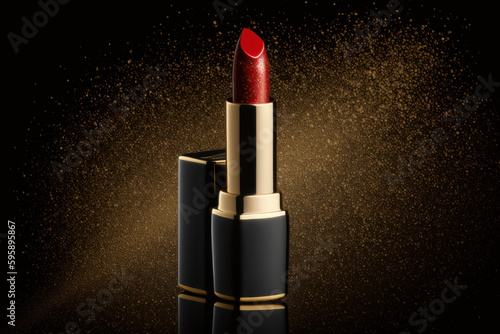 Red luxury lipstick. Illustration AI Generative.