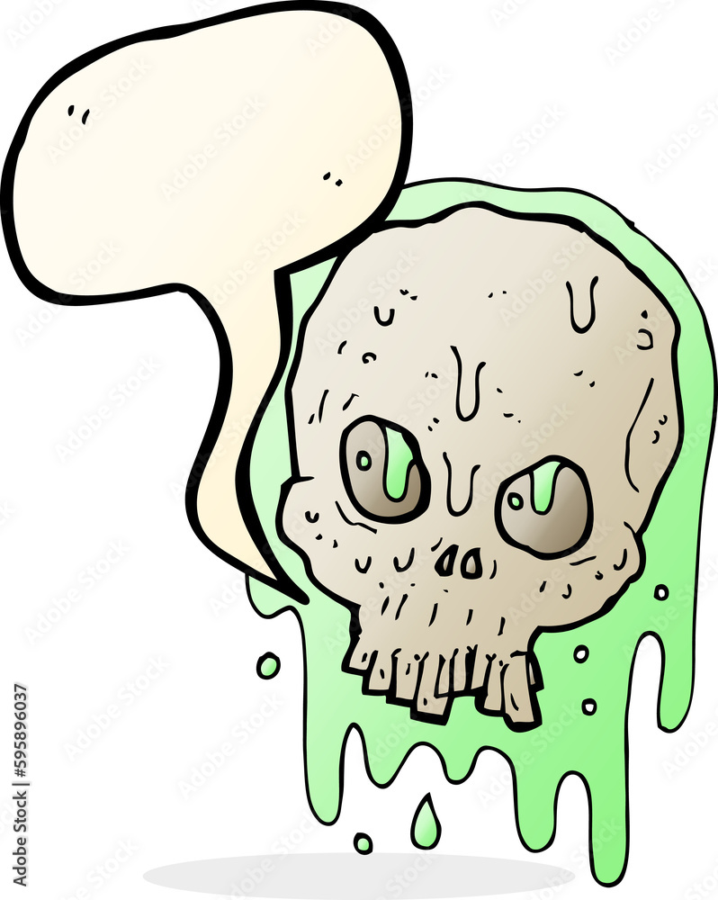 cartoon slimy skull with speech bubble cartoon slimy skull with speech bubble