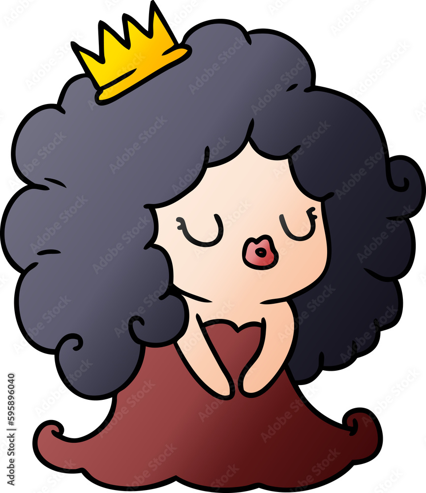 freehand drawn gradient cartoon of cute kawaii girl freehand drawn gradient cartoon of cute kawaii girl