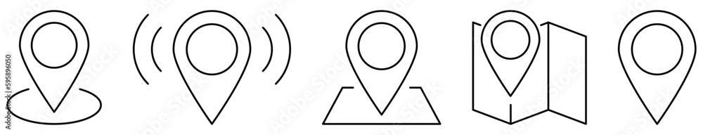 Location line pin signs. Navigation icons. Map pointer icons. Vector illustration Location line pin signs. Navigation icons. Map pointer icons. Vector illustration