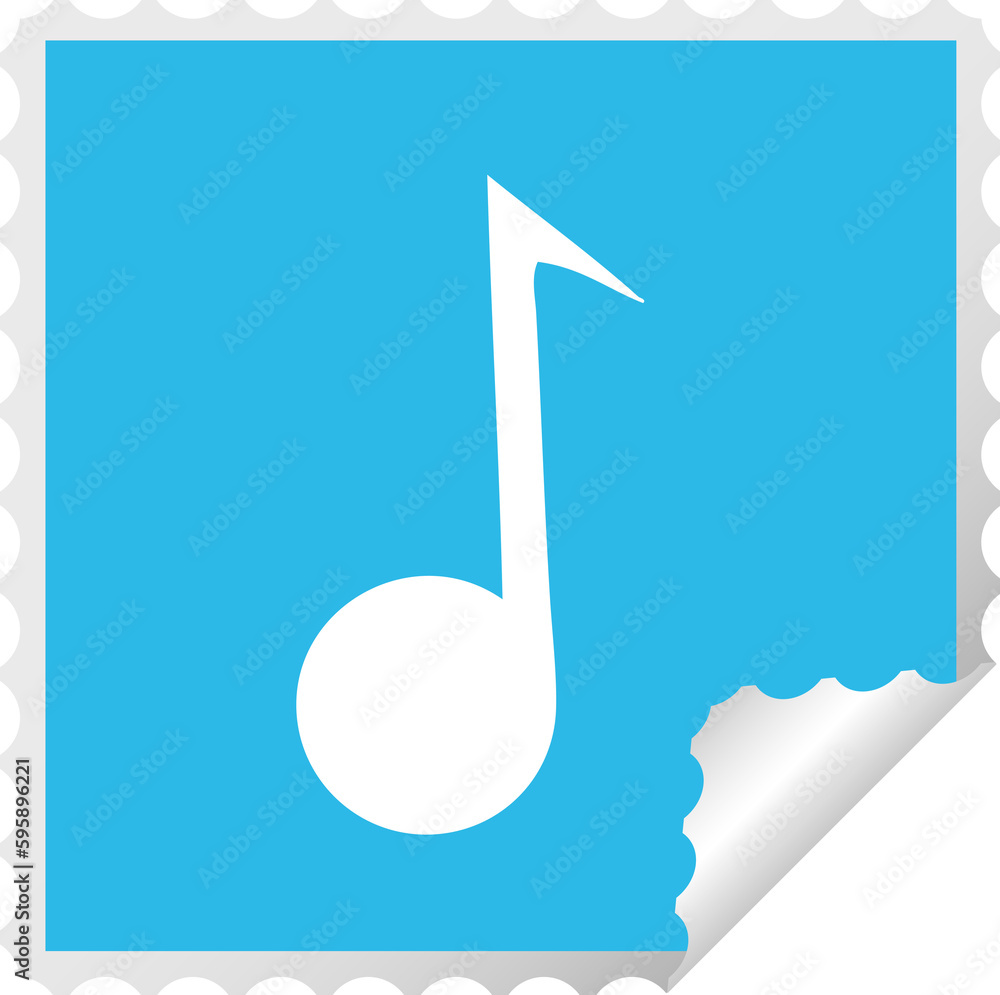 square peeling sticker cartoon of a musical note square peeling sticker cartoon of a musical note