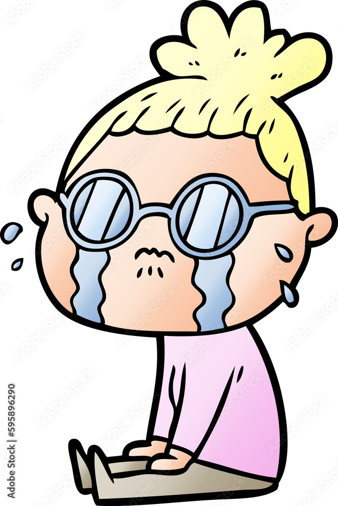 cartoon crying woman wearing spectacles cartoon crying woman wearing spectacles