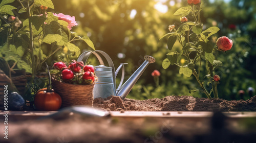 Gardening background. Illustration AI Generative.