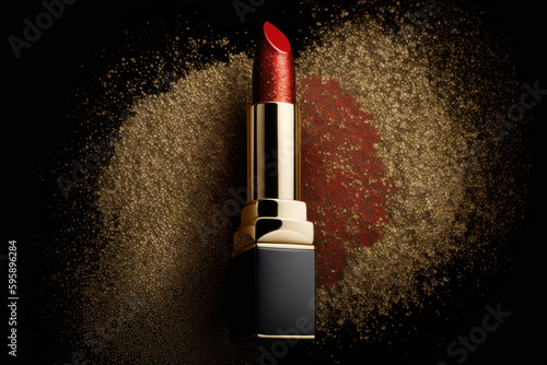 Red luxury lipstick. Illustration AI Generative.