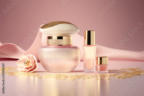 Luxury cosmetic product background. Illustration AI Generative.