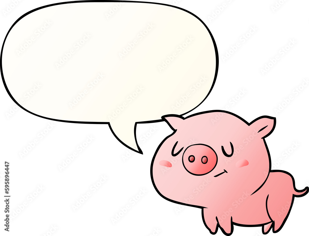 cute cartoon pig with speech bubble in smooth gradient style cute cartoon pig with speech bubble in smooth gradient style