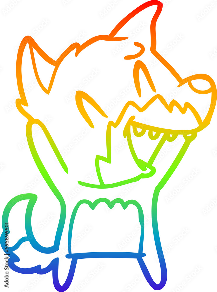 rainbow gradient line drawing of a laughing fox cartoon rainbow gradient line drawing of a laughing fox cartoon