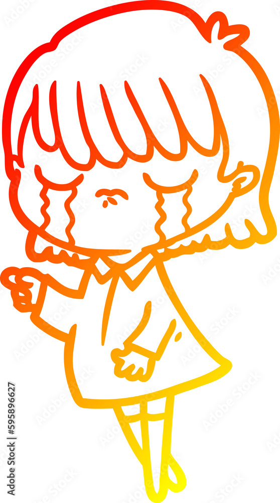 warm gradient line drawing of a cartoon woman crying warm gradient line drawing of a cartoon woman crying