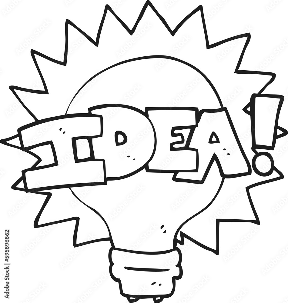freehand drawn black and white cartoon idea light bulb symbol freehand drawn black and white cartoon idea light bulb symbol