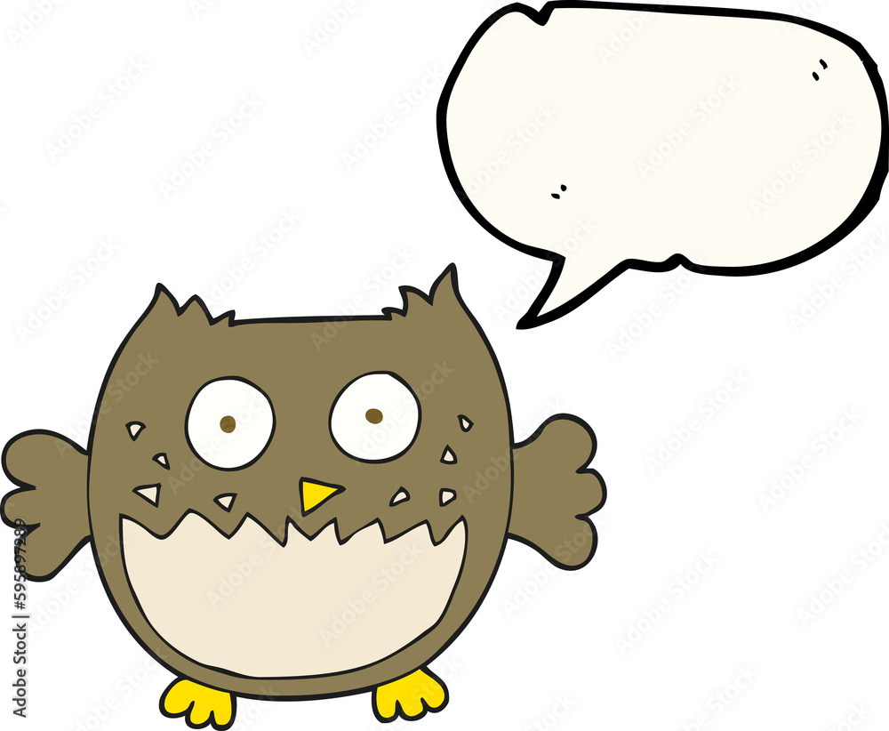 freehand drawn speech bubble cartoon owl freehand drawn speech bubble cartoon owl