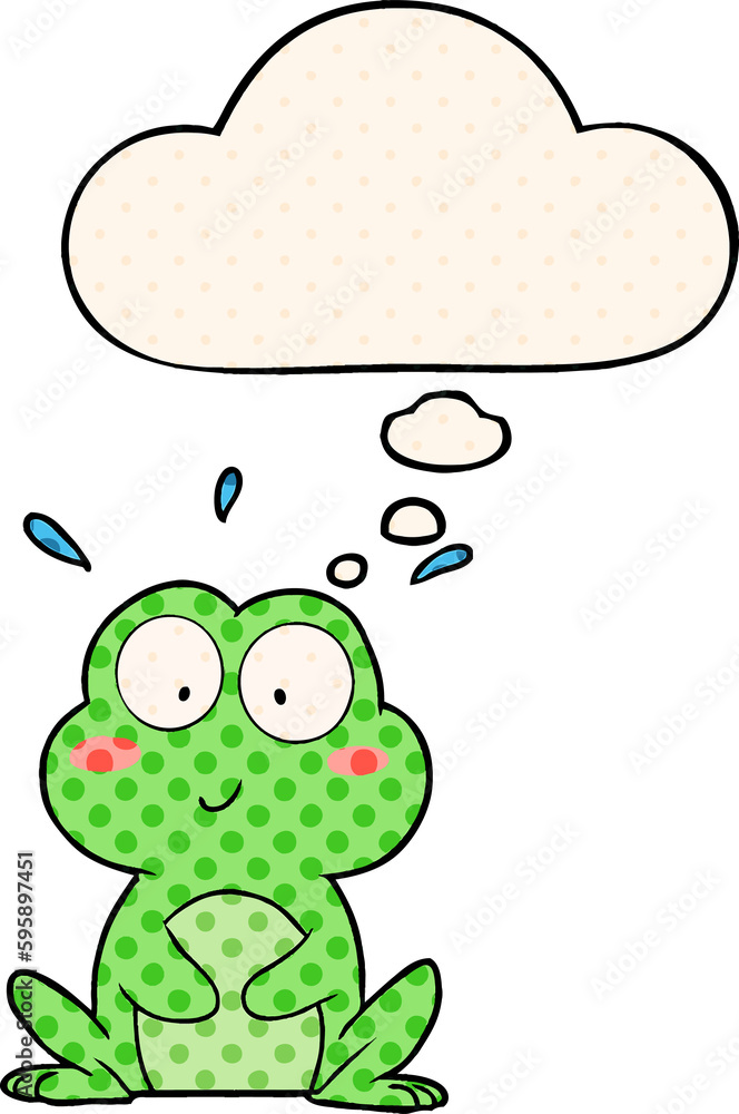 cute cartoon frog with thought bubble in comic book style cute cartoon frog with thought bubble in comic book style
