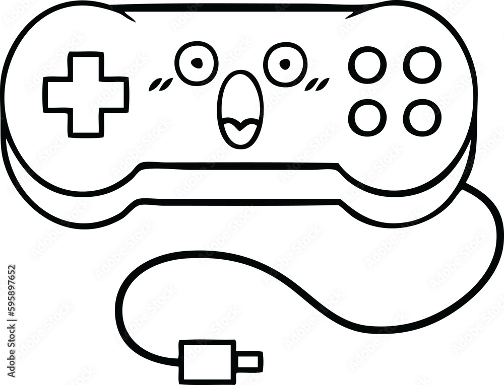 line drawing cartoon of a game controller line drawing cartoon of a game controller