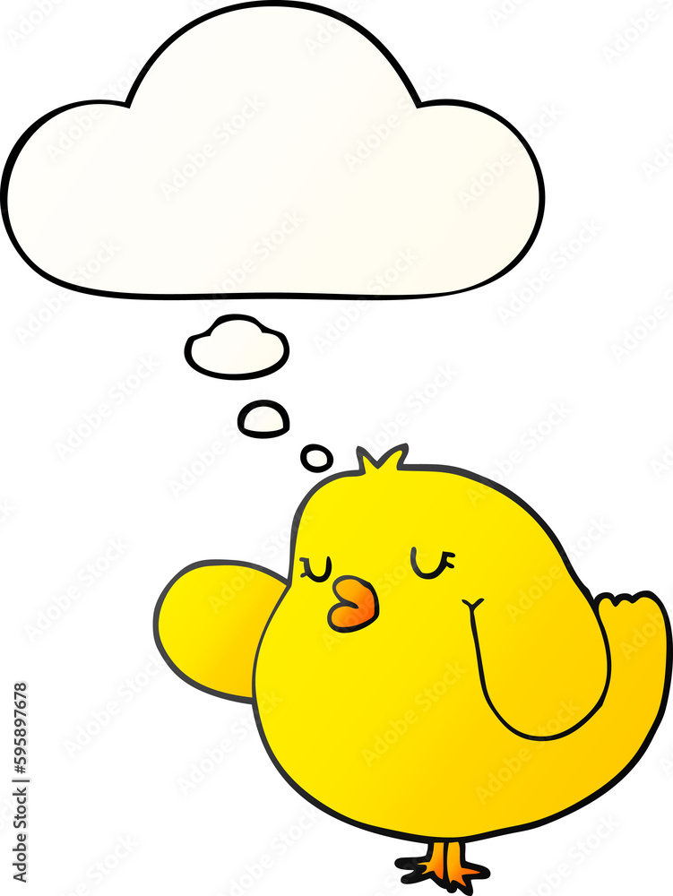 cartoon bird with thought bubble in smooth gradient style cartoon bird with thought bubble in smooth gradient style