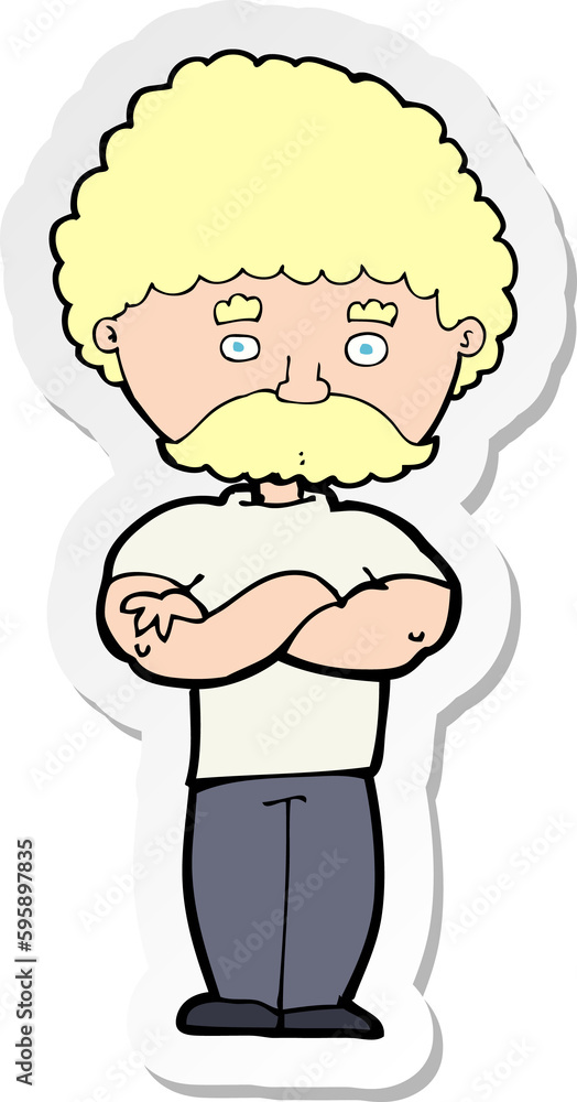sticker of a cartoon dad with folded arms sticker of a cartoon dad with folded arms