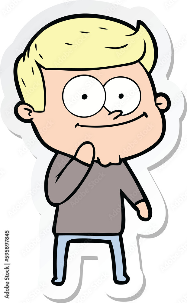 sticker of a cartoon happy man sticker of a cartoon happy man
