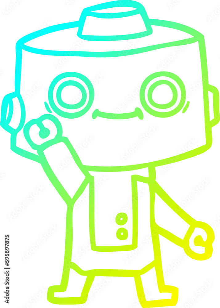 cold gradient line drawing of a cartoon robot cold gradient line drawing of a cartoon robot