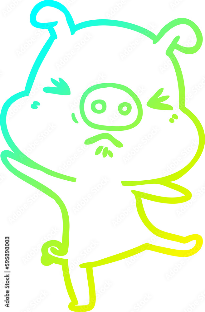 cold gradient line drawing of a cartoon furious pig cold gradient line drawing of a cartoon furious pig