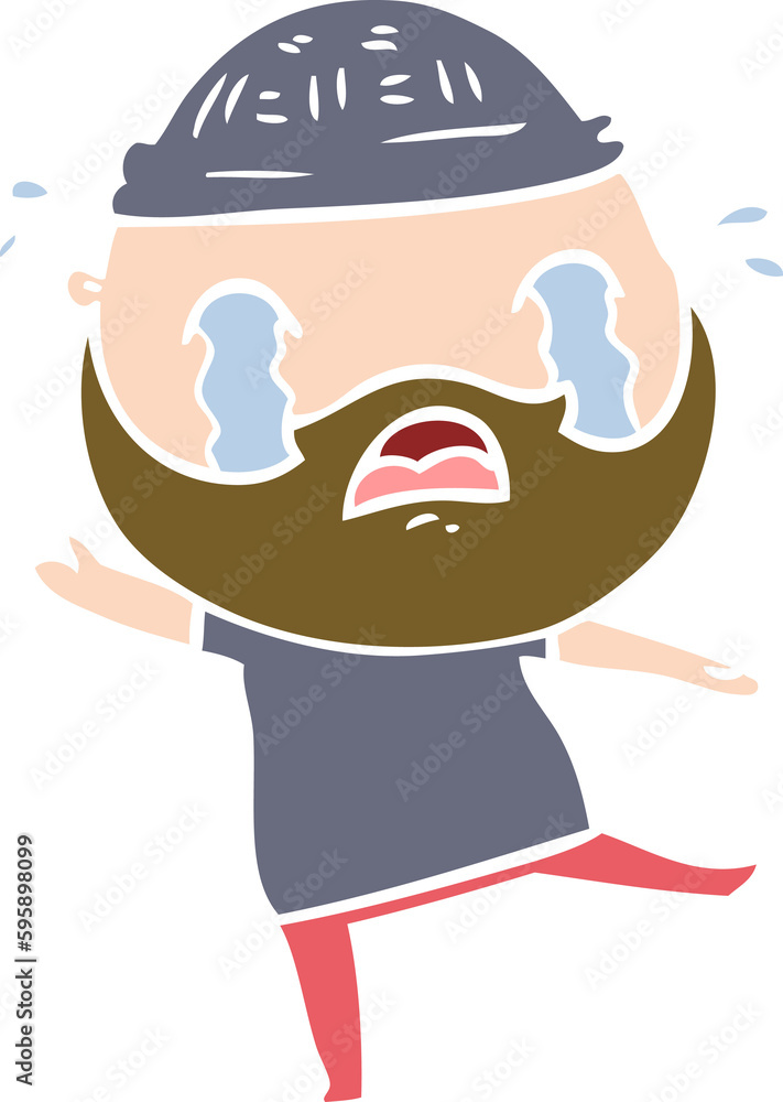 flat color style cartoon bearded man crying flat color style cartoon bearded man crying