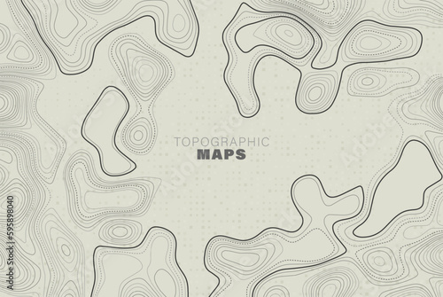 Contour topographic map abstract vector background. Linear topographic map, vector.