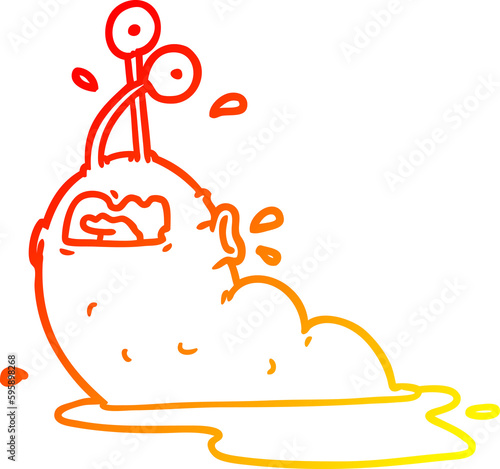 warm gradient line drawing of a gross cartoon slug photo