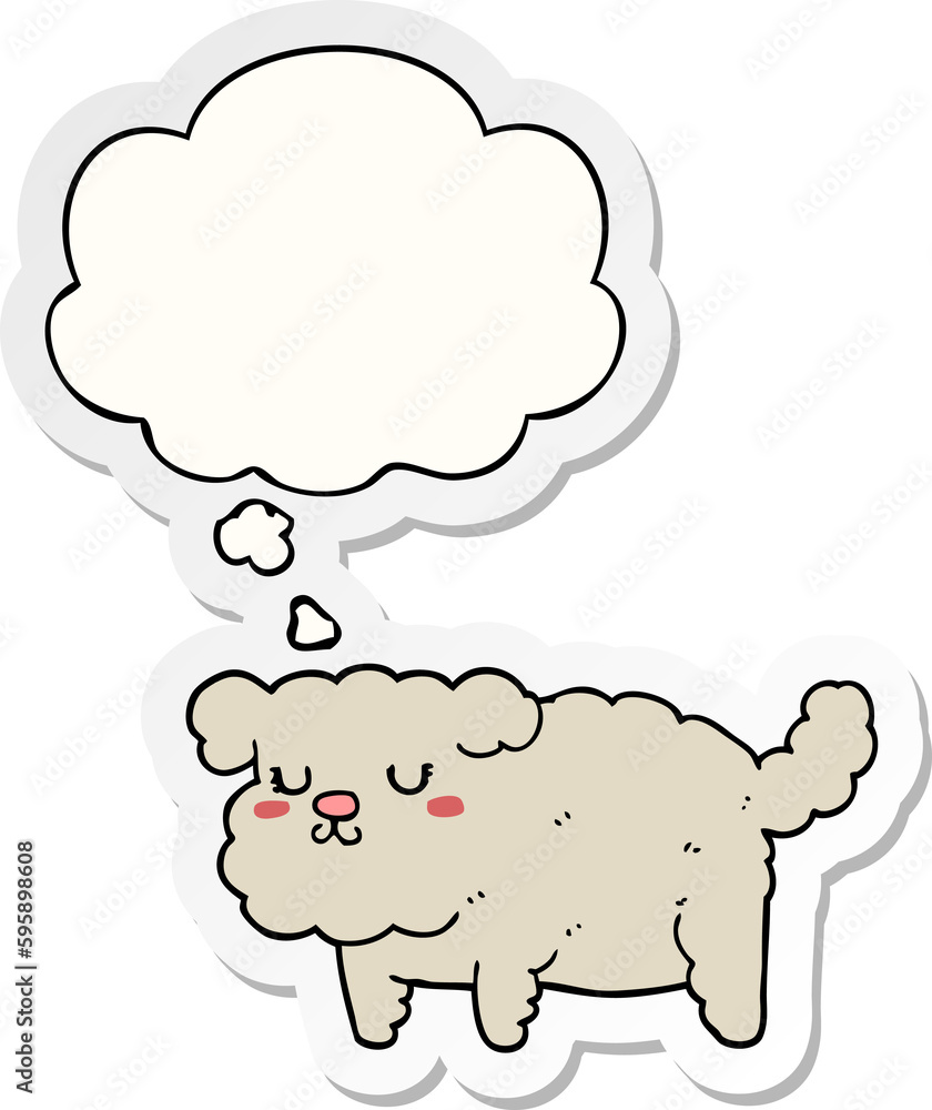 cartoon dog with thought bubble as a printed sticker cartoon dog with thought bubble as a printed sticker