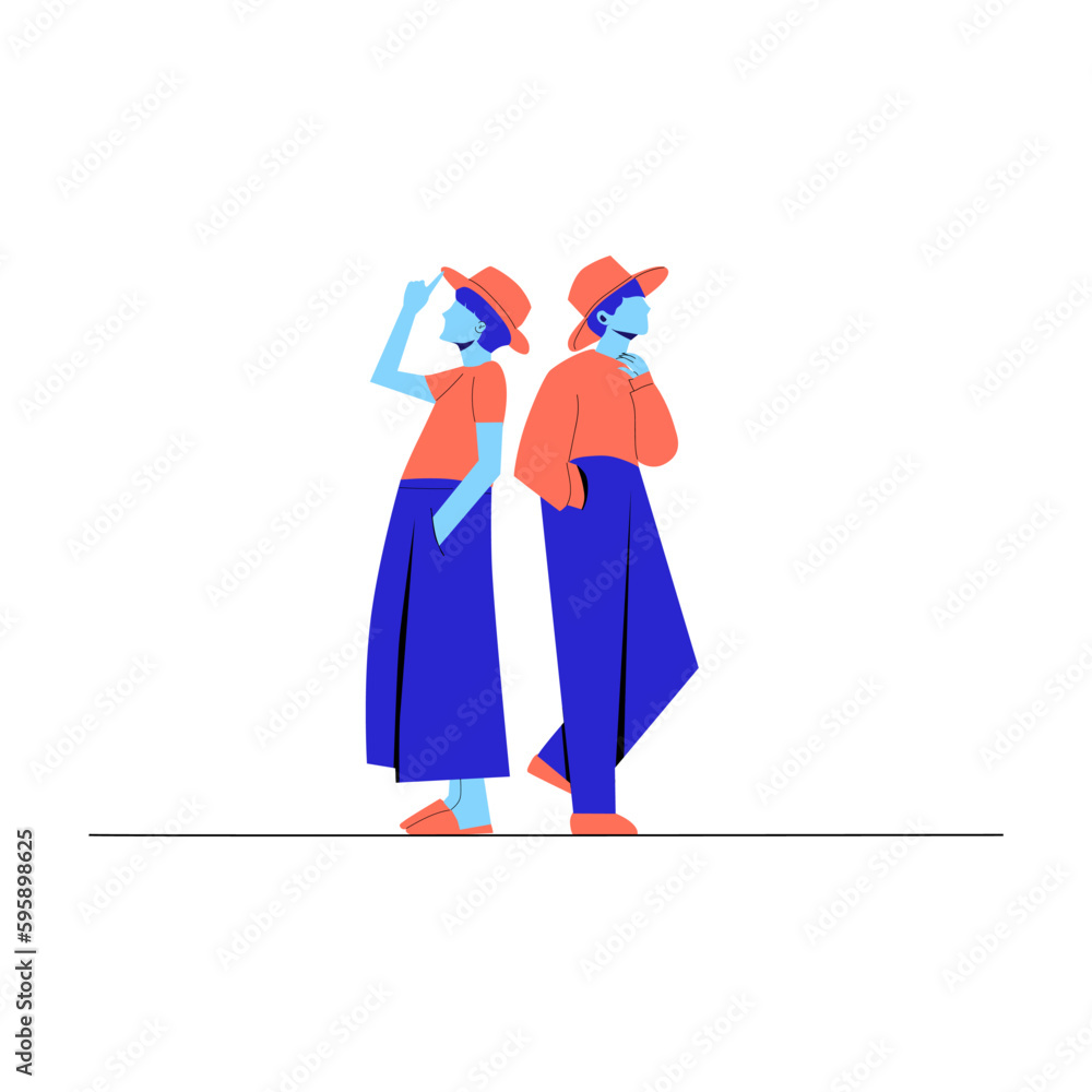 flat design of two people standing in different poses