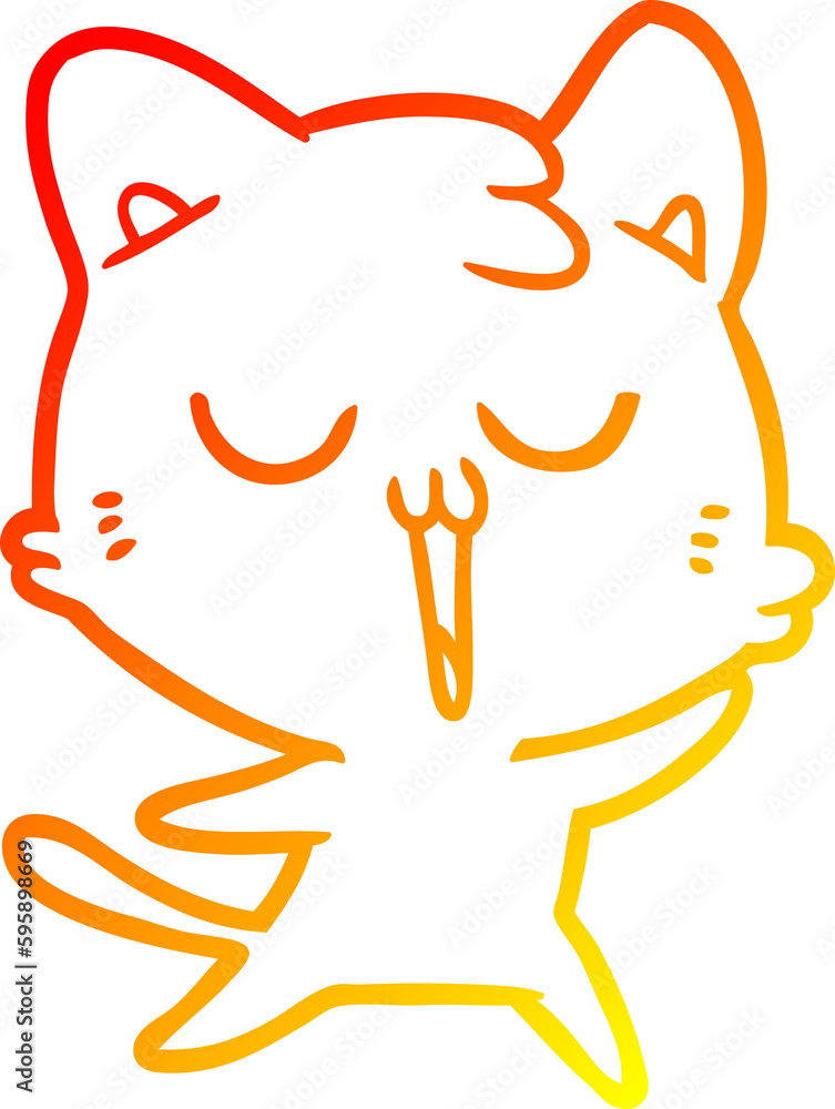warm gradient line drawing of a cartoon cat singing warm gradient line drawing of a cartoon cat singing