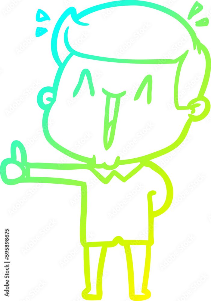 cold gradient line drawing of a cartoon happy man cold gradient line drawing of a cartoon happy man