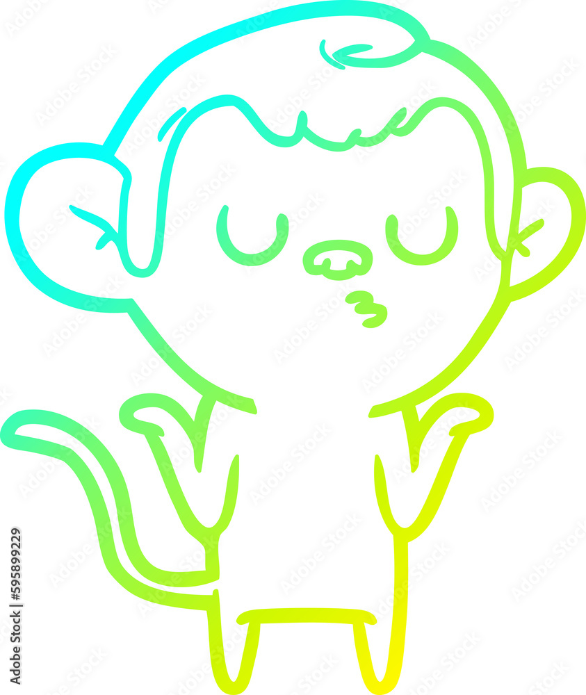 cold gradient line drawing of a cartoon monkey cold gradient line drawing of a cartoon monkey