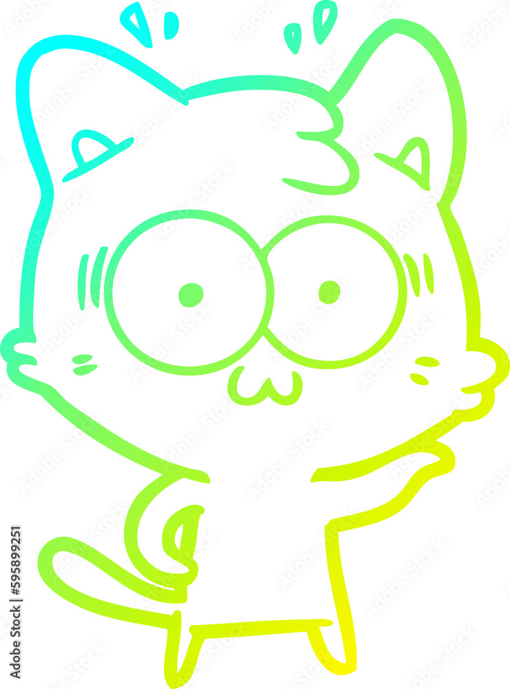 cold gradient line drawing of a cartoon surprised cat cold gradient line drawing of a cartoon surprised cat