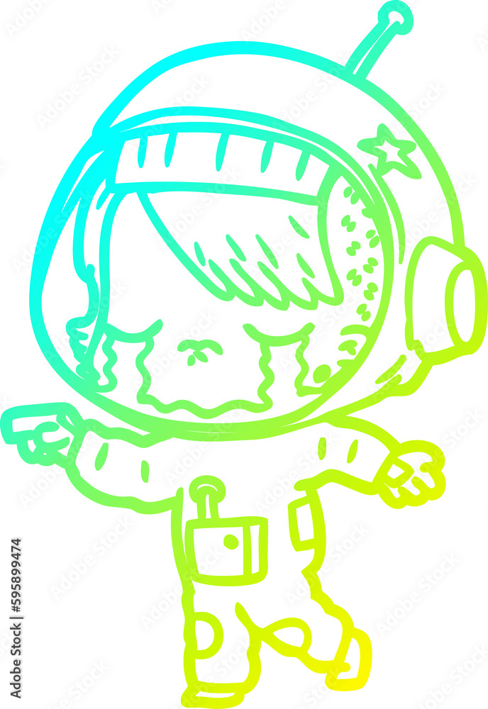cold gradient line drawing of a cartoon crying astronaut girl cold gradient line drawing of a cartoon crying astronaut girl