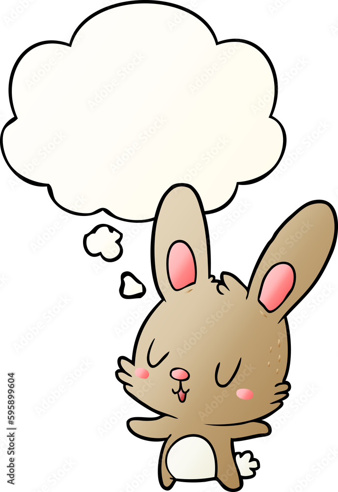 cute cartoon rabbit with thought bubble in smooth gradient style cute cartoon rabbit with thought bubble in smooth gradient style