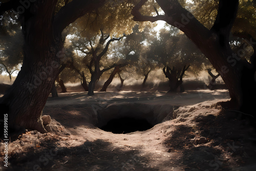 hole and trees