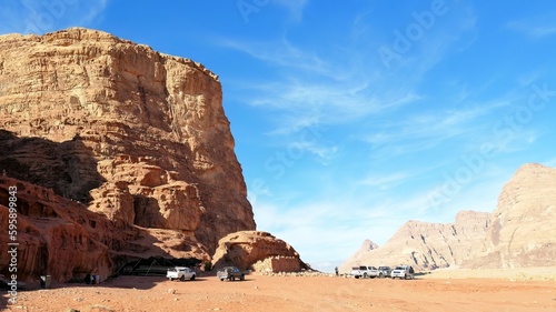 With a caravan in the Wadi Rum desert, Jordan 