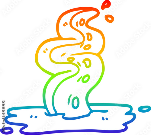 rainbow gradient line drawing of a cartoon spooky tentacle