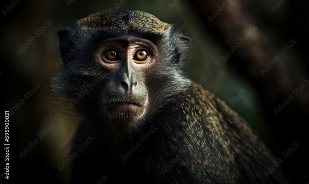 Obraz premium photo of DeBrazza’s monkey in its natural habitat. Generative AI