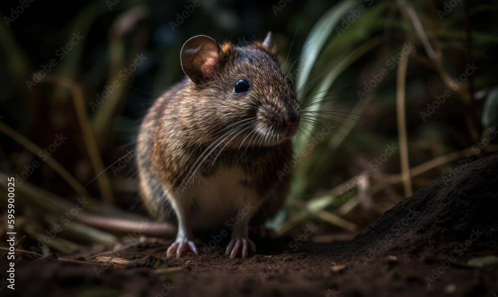 photo of cotton rat (genus Sigmodon) in a forest. Generative AI photo of cotton rat (genus Sigmodon) in a forest. Generative AI