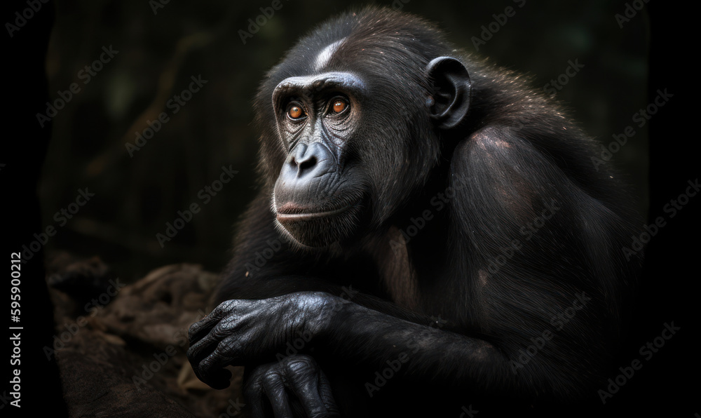 photo of crested black macaque in its natural habitat. Generative AI photo of crested black macaque in its natural habitat. Generative AI