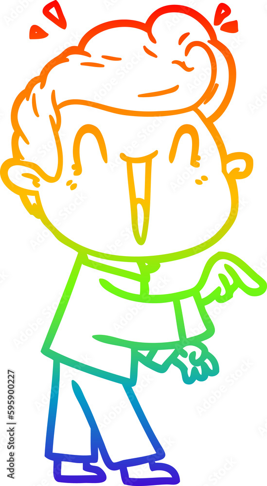 rainbow gradient line drawing of a cartoon excited man rainbow gradient line drawing of a cartoon excited man