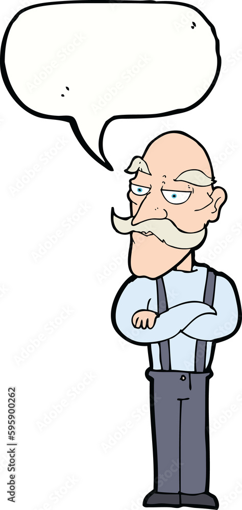 cartoon bored old man with speech bubble cartoon bored old man with speech bubble