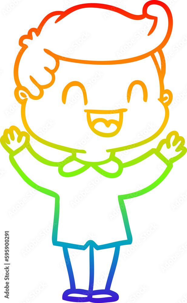 rainbow gradient line drawing of a cartoon happy man rainbow gradient line drawing of a cartoon happy man