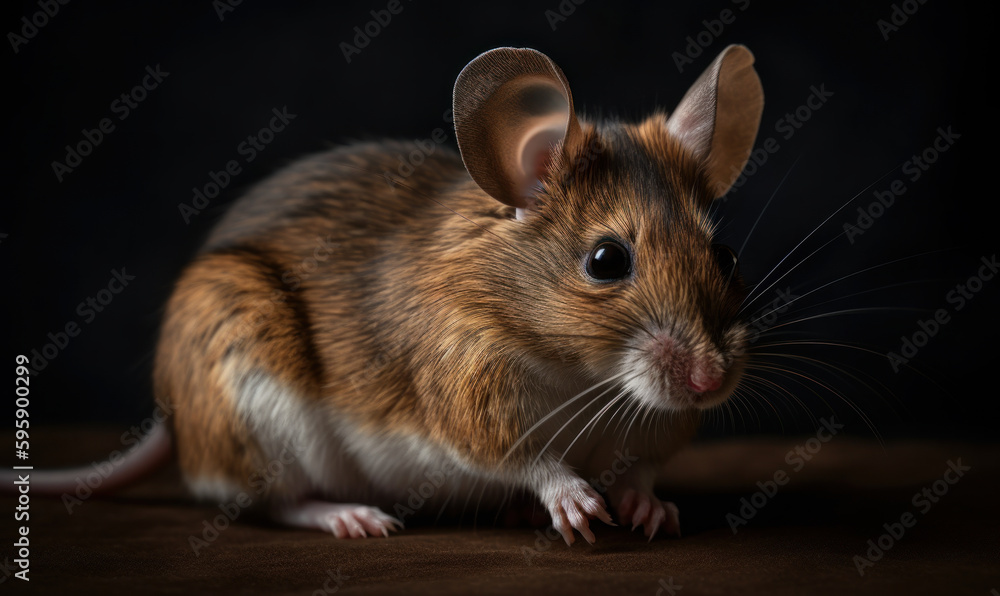 photo of deer mouse (genus Peromyscus) on black background. Generative AI photo of deer mouse (genus Peromyscus) on black background. Generative AI