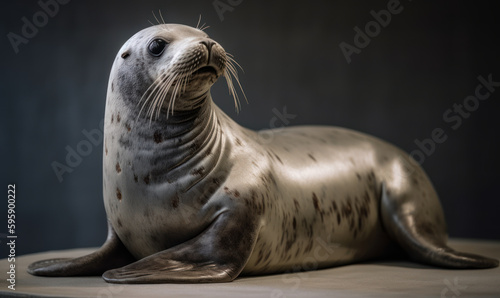 photo of crabeater seal on dark background. Generative AI © Bartek