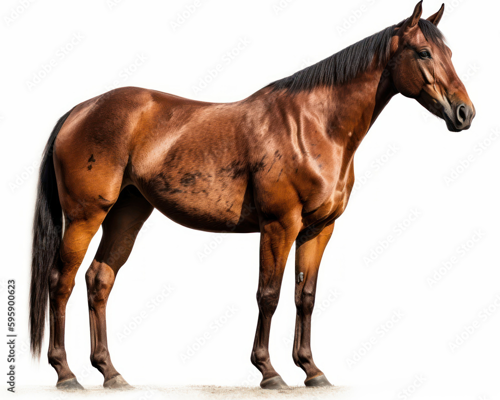 Fototapeta premium photo of cutting horse isolated on white background. Generative AI